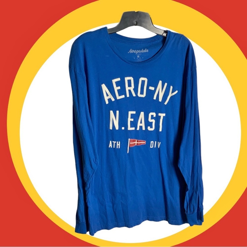 Aeropostale Long-Sleeved Blue w White Lettering Shirt Men XL